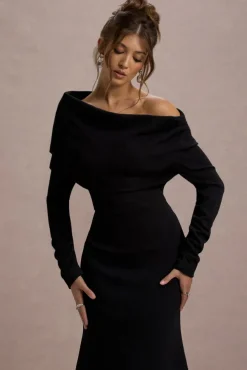 Lou | Black One-Shoulder Asymmetric Maxi Dress