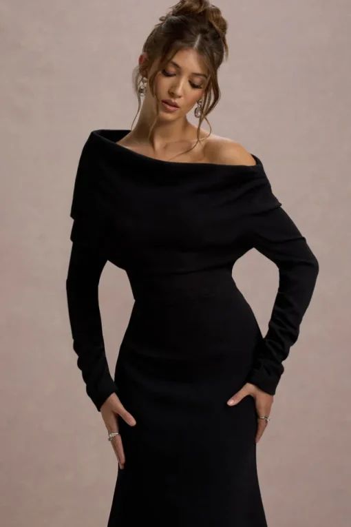 Lou | Black One-Shoulder Asymmetric Maxi Dress