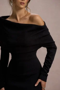 Lou | Black One-Shoulder Asymmetric Maxi Dress