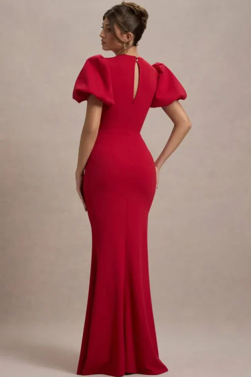 Love Letters | Red Puff-Sleeve Maxi Dress
