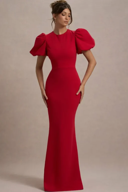 Love Letters | Red Puff-Sleeve Maxi Dress