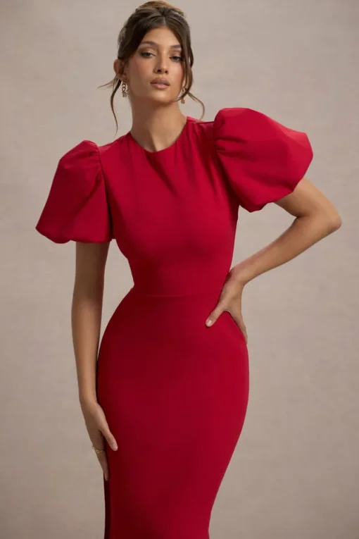 Love Letters | Red Puff-Sleeve Maxi Dress