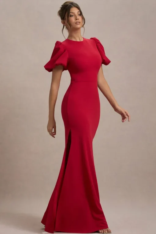 Love Letters | Red Puff-Sleeve Maxi Dress