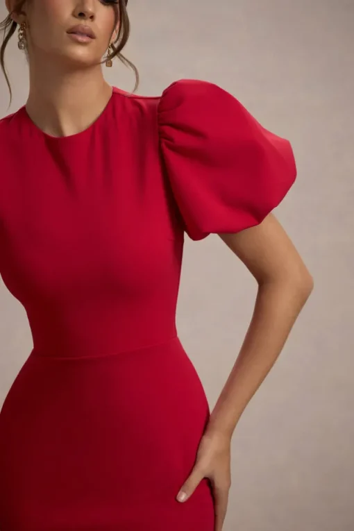 Love Letters | Red Puff-Sleeve Maxi Dress