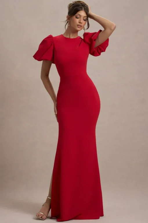 Love Letters | Red Puff-Sleeve Maxi Dress