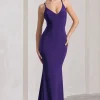 Lucky Number | Purple Cross Back Fishtail Maxi Dress