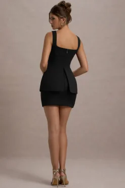 Maci | Black Tailored Square-Neck Mini Dress