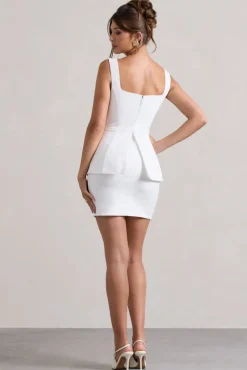 Maci | White Tailored Square-Neck Mini Dress