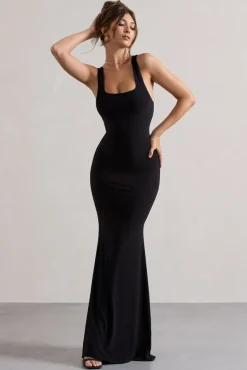 Mahina | Black Square-Neck Maxi Dress