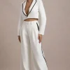 Maiya | White High-Waist Wide-Leg Trousers