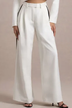 Maiya | White High-Waist Wide-Leg Trousers