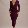Marcia | Port Bodycon Plunge-Neck Midi Dress
