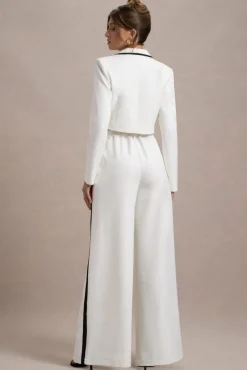 Marcie | White Tailored Cropped Blazer