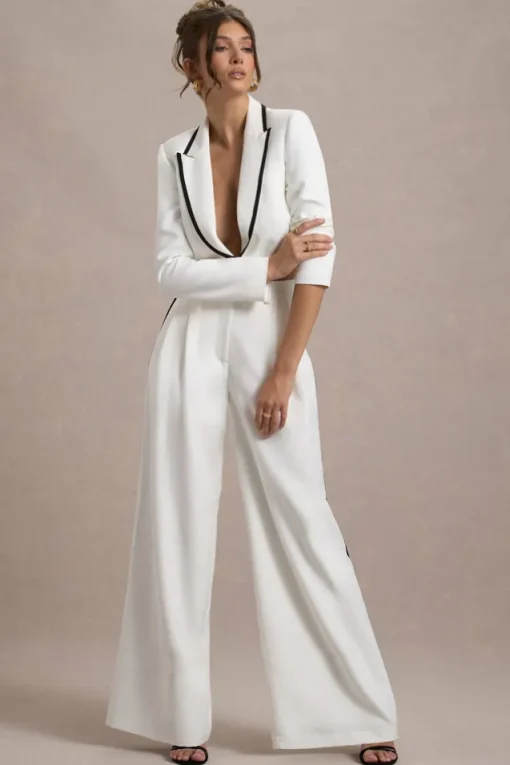 Marcie | White Tailored Cropped Blazer