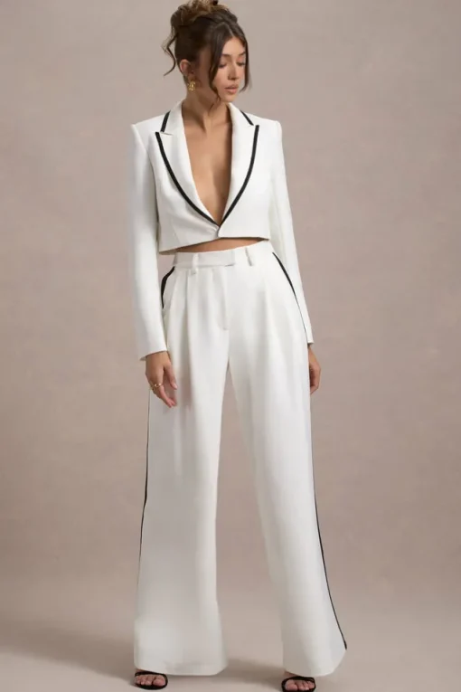 Marcie | White Tailored Cropped Blazer