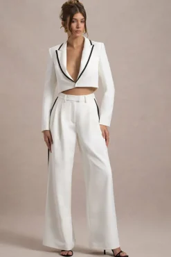 Marcie | White Tailored Cropped Blazer