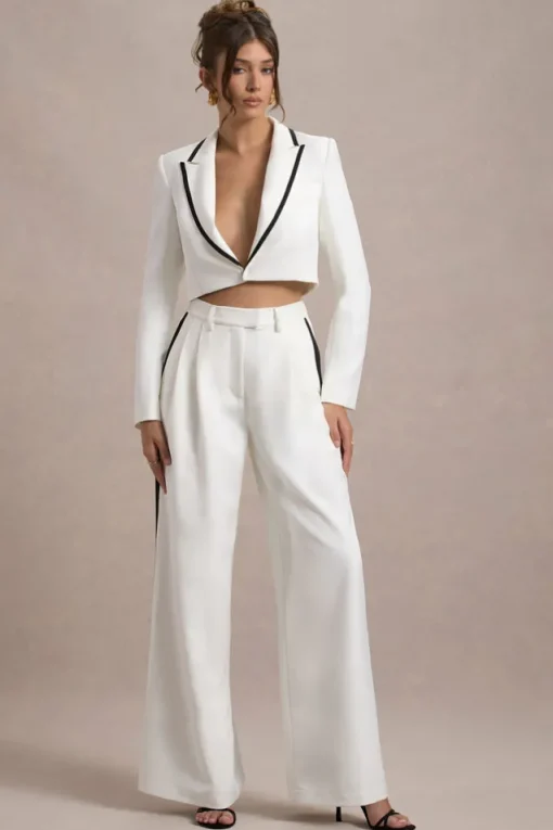 Marcie | White Tailored Cropped Blazer