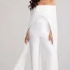 Mayara | White Bardot Cape Sleeve Jumpsuit