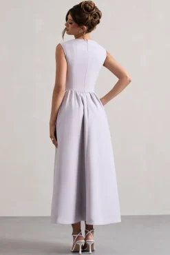 Maybelle | Mauve Square-Neck Corset Skater Maxi Dress