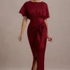 Mika | Port Satin Short-Sleeve Wrap Maxi Dress