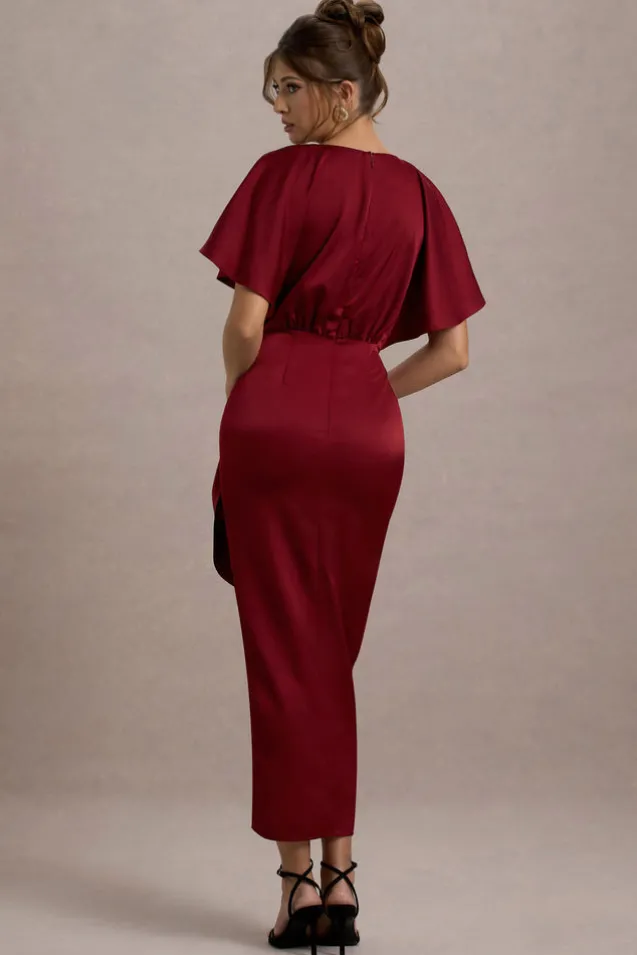 Mika | Port Satin Short-Sleeve Wrap Maxi Dress