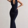Milani | Navy Backless Cowl Neck Fishtail Maxi Dress