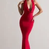 Milani | Red Backless Cowl Neck Fishtail Maxi Dress