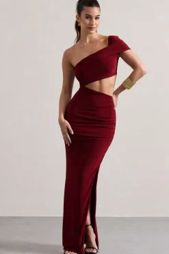 Milos | Berry One-Shoulder Cut-Out Maxi Dress With Split