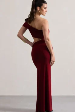 Milos | Berry One-Shoulder Cut-Out Maxi Dress With Split