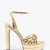 Mirror Mirror | Gold Mirror Strappy Heeled Platform Sandals