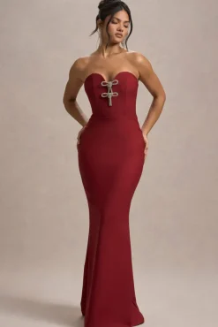 Molly | Berry Strapless Sweetheart Maxi Dres