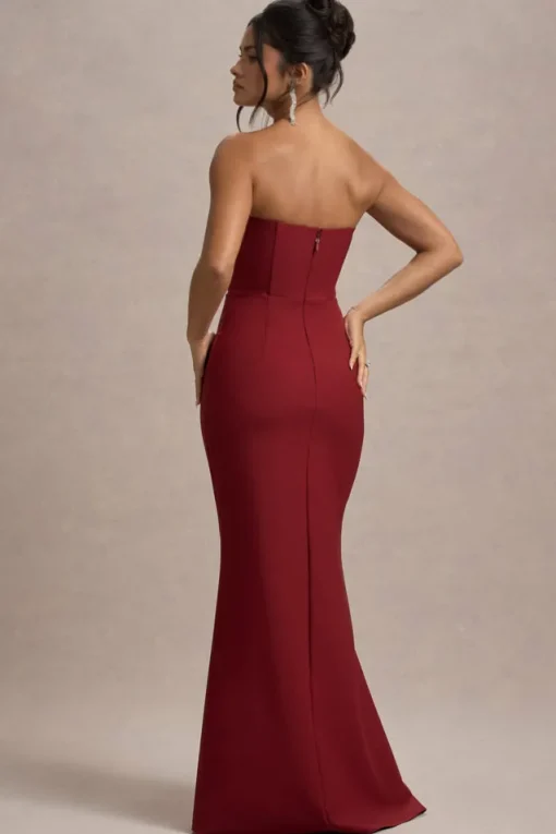 Molly | Berry Strapless Sweetheart Maxi Dres