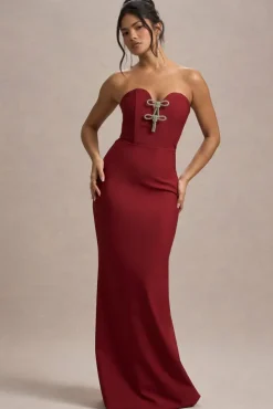Molly | Berry Strapless Sweetheart Maxi Dres