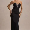 Molly | Black Strapless Sweetheart Maxi Dress With Bows
