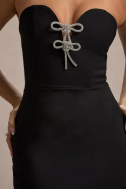 Molly | Black Strapless Sweetheart Maxi Dress With Bows