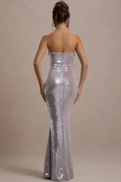 Moonstone | Lilac Sequin Bandeau Maxi Dress