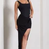 My My | Black Draped Maxi Skirt