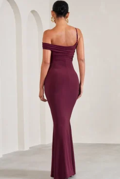 My Wish | Burgundy Strappy Asymmetric Maternity Maxi Dress