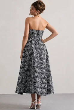 Myleen | Black Lace Strapless Midi Dress