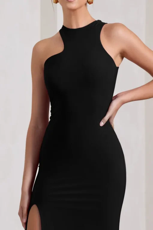 Nalani | Black Sleeveless Cut-Out Split Maxi Dress