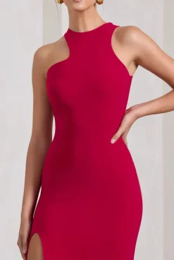 Nalani | Red Sleeveless Cut-Out Split Maxi Dress