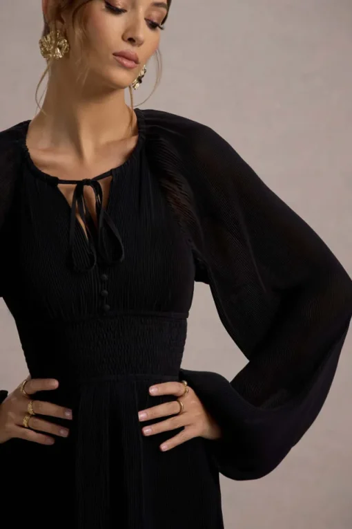 Namir | Black High-Low Chiffon Maxi Dress
