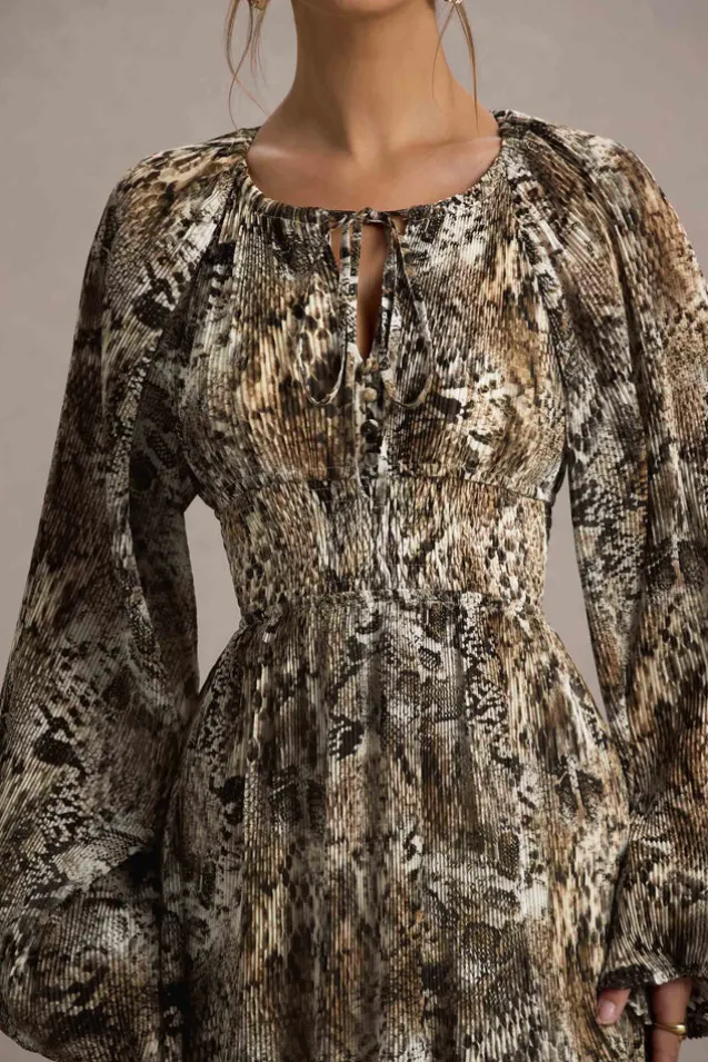 Namir | Snake Print High-Low Chiffon Maxi Dress