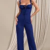 Nebbiolo | Navy Strappy Laced Corset Jumpsuit
