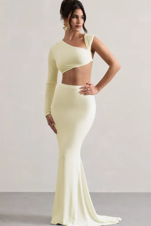 Neomie | Cream Fishtail Maxi Skirt