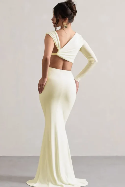 Neomie | Cream Fishtail Maxi Skirt