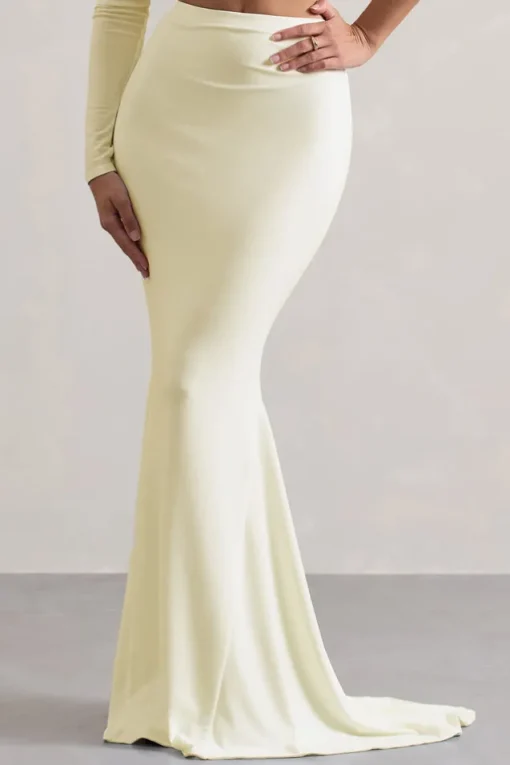 Neomie | Cream Fishtail Maxi Skirt
