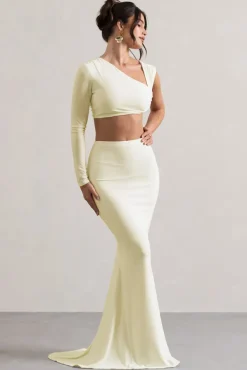 Neomie | Cream Fishtail Maxi Skirt