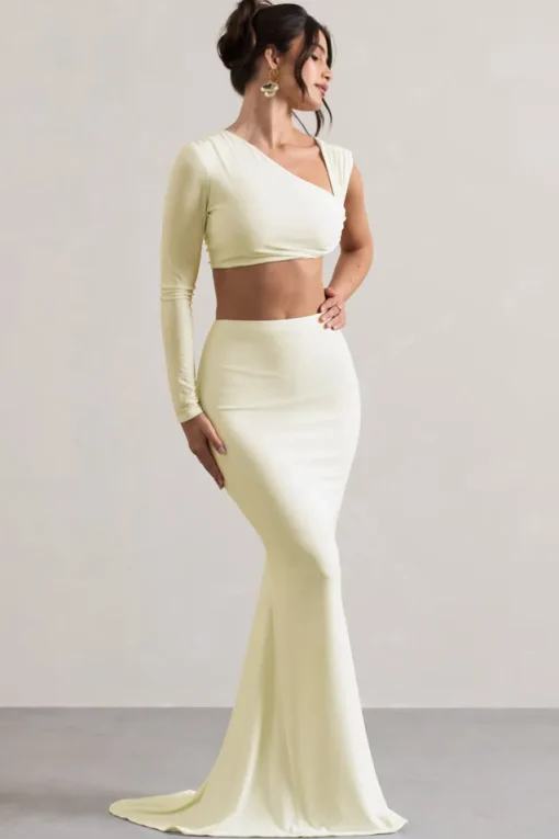 Neomie | Cream Fishtail Maxi Skirt