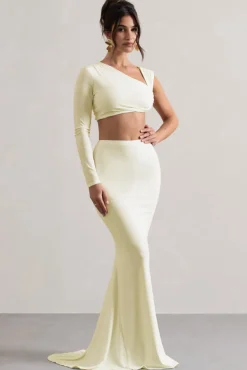 Neomie | Cream Fishtail Maxi Skirt